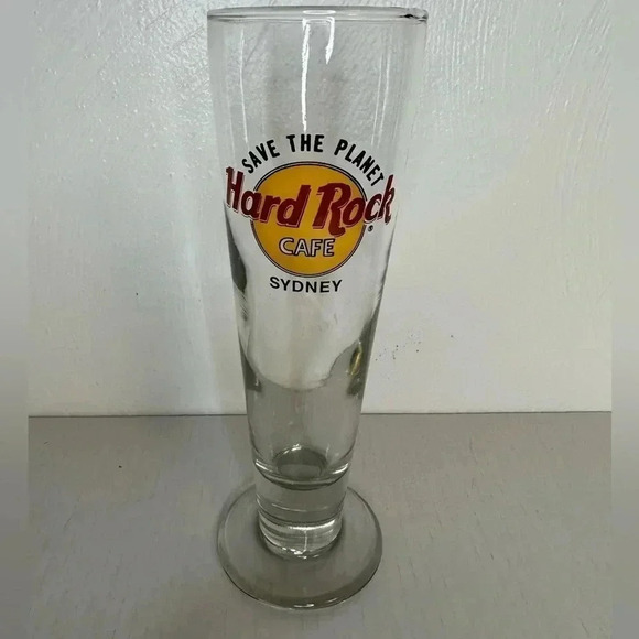 HARD ROCK CAFE PILSNER BEER GLASS SIDNEY-TALL Drink Vintage - Picture 1 of 6